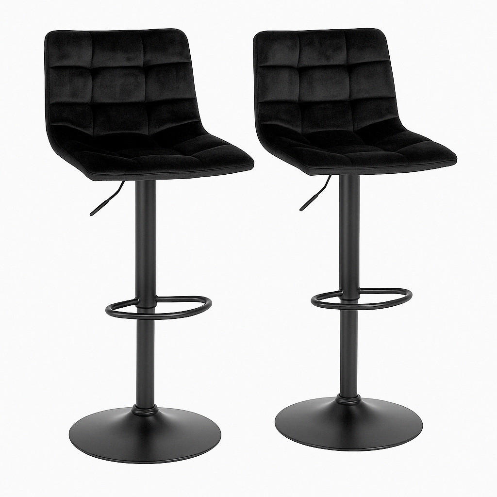 BARHOCKER-SET Samt Schwarz  - Schwarz, MODERN, Textil/Metall (43/88-108/45cm) - MID.YOU