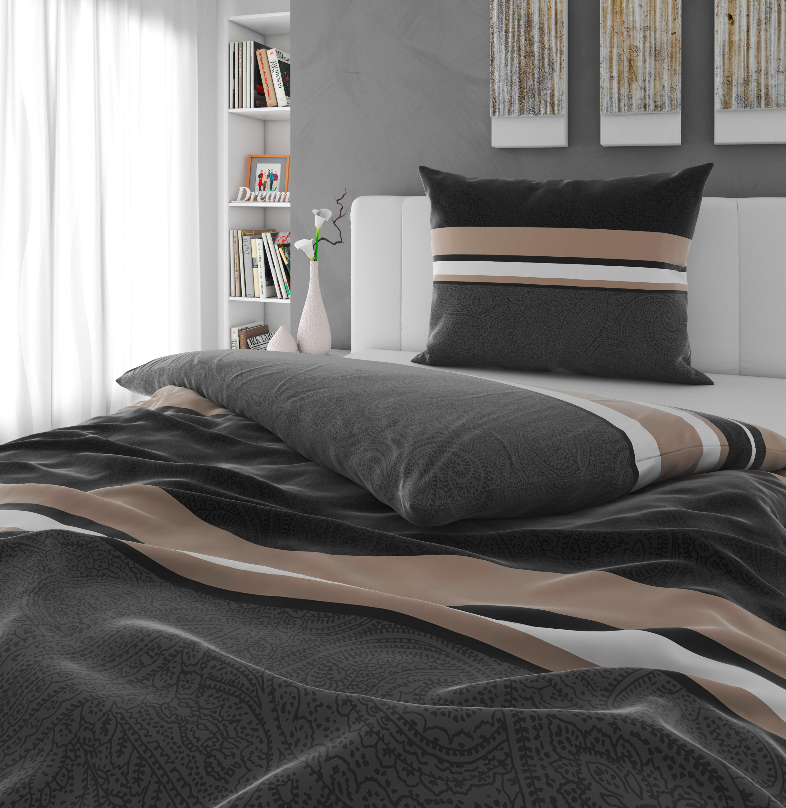 BETTWÄSCHE Mavie Satin 140/200 cm  - Grau, KONVENTIONELL, Textil (140/200cm) - Novel