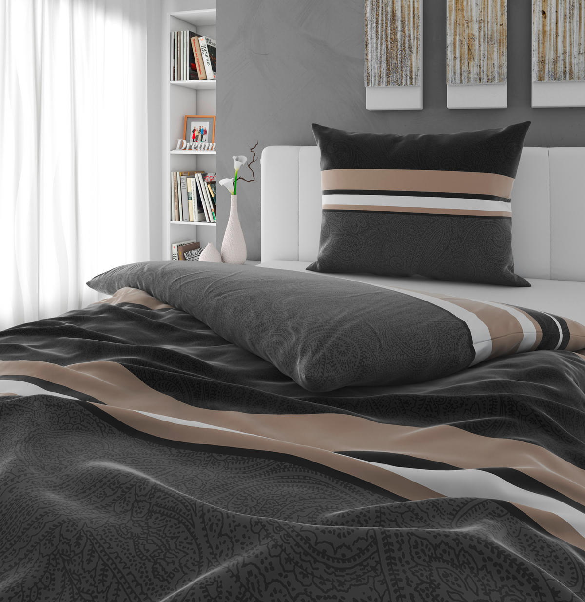 BETTWÄSCHE Mavie Satin 140/200 cm  - Grau, KONVENTIONELL, Textil (140/200cm) - Novel