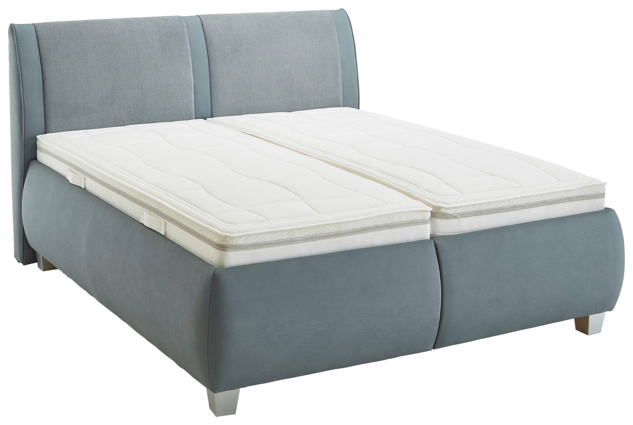 POLSTERBETT Matratze, Lattenrost, Bettkasten 180/200 cm  in Blaugrau  - Silberfarben/Blaugrau, Design, Holzwerkstoff/Kunststoff (180/200cm) - Beldomo - Sleep