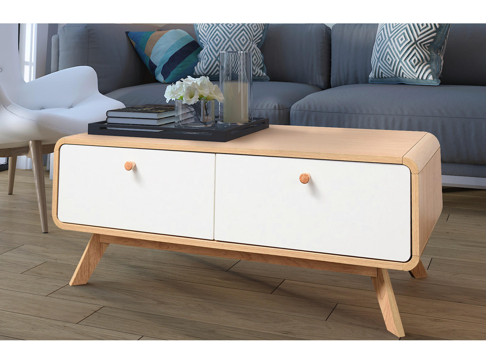 LOWBOARD Cassie  in 100/40/51 cm  - Eichefarben/Weiß, Design, Holz/Holzwerkstoff (100/40/51cm) - MID.YOU