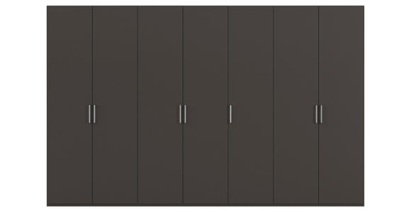 DREHTÜRENSCHRANK 350/235/61 cm,  in Graphitfarben, 7-türig  - Edelstahlfarben/Graphitfarben, Basics, Holzwerkstoff/Metall (350/235/61cm) - Novel