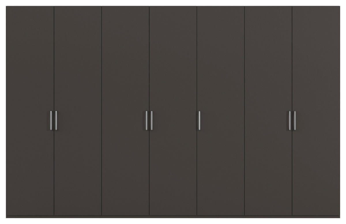 DREHTÜRENSCHRANK 350/223/61 cm,  in Graphitfarben, 7-türig  - Edelstahlfarben/Graphitfarben, Basics, Holzwerkstoff/Metall (350/223/61cm) - Novel