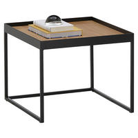 COUCHTISCH Eiche massiv 80/80/49 cm quadratisch Schwarz, Eichefarben  - Eichefarben/Schwarz, Natur, Holz/Metall (80/80/49cm) - SetOne by Musterring