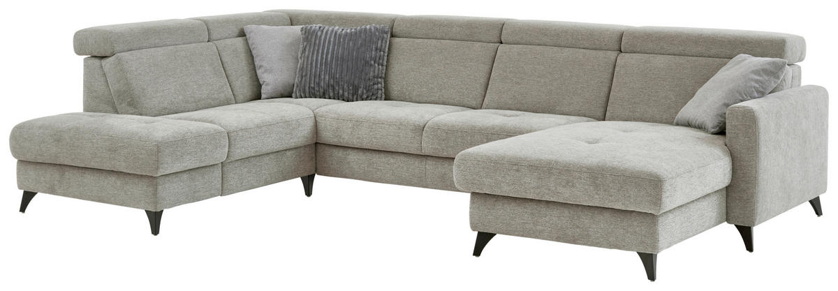 WOHNLANDSCHAFT Beldomo System Graubraun Flachgewebe  - Graubraun/Schwarz, KONVENTIONELL, Textil/Metall (215/333/174cm) - Beldomo System