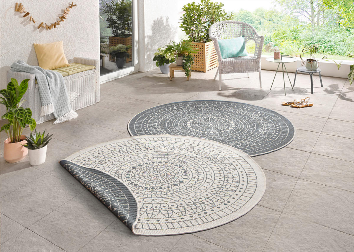 OUTDOORTEPPICH 200 cm Twin Creme, Grau  - Creme/Grau, Design, Kunststoff (200cm)