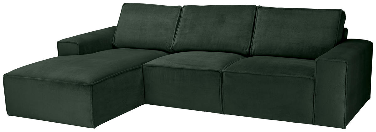 ECKSOFA Dunkelgrün Chenille  - Dunkelgrün/Schwarz, KONVENTIONELL, Kunststoff/Textil (168/272cm) - Carryhome