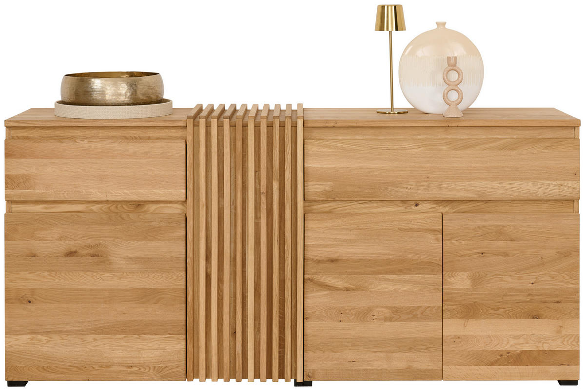 SIDEBOARD  188.8/86.5/44 cm 2 Schublade(n)  - Eichefarben/Schwarz, Natur, Holz (188.8/86.5/44cm) - Linea Natura
