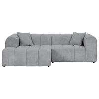 ECKSOFA Hellgrau Cord Zierkissen, Rücken echt  - Hellgrau/Schwarz, KONVENTIONELL, Kunststoff/Textil (162/250cm) - Carryhome