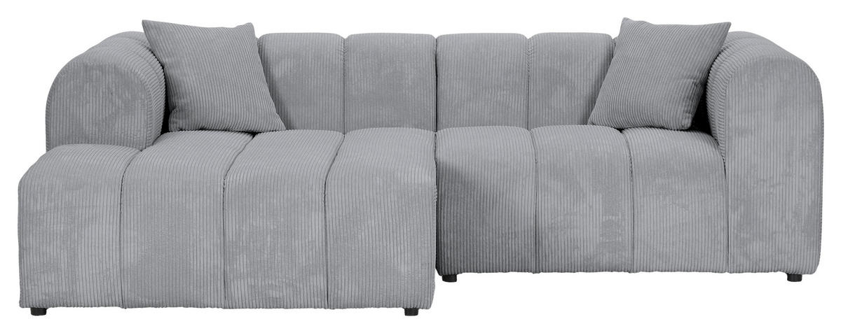 ECKSOFA Hellgrau Cord Zierkissen, Rücken echt  - Hellgrau/Schwarz, KONVENTIONELL, Kunststoff/Textil (162/250cm) - Carryhome
