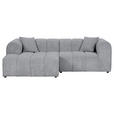 ECKSOFA Hellgrau Cord Zierkissen, Rücken echt  - Hellgrau/Schwarz, KONVENTIONELL, Kunststoff/Textil (162/250cm) - Carryhome