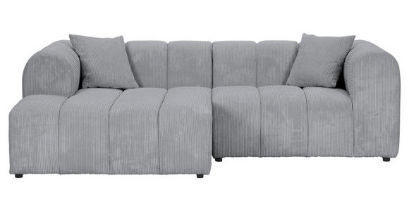 ECKSOFA Hellgrau Cord Zierkissen, Rücken echt  - Hellgrau/Schwarz, KONVENTIONELL, Kunststoff/Textil (162/250cm) - Carryhome