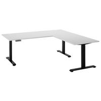 ECKSCHREIBTISCH 100/180/74-127 cm  in Weiß, Schwarz  - Schwarz/Weiß, MODERN, Holzwerkstoff/Metall (100/180/74-127cm) - Carryhome