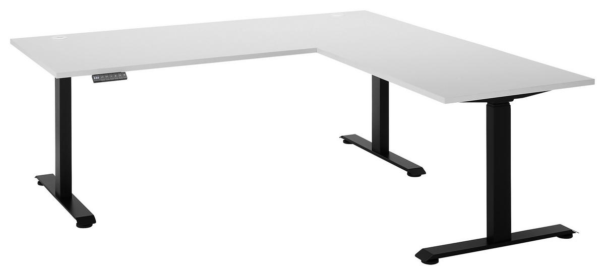 ECKSCHREIBTISCH 100/180/74-127 cm  in Weiß, Schwarz  - Schwarz/Weiß, MODERN, Holzwerkstoff/Metall (100/180/74-127cm) - Carryhome