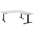 ECKSCHREIBTISCH 100/180/74-127 cm Schwarz, Weiß elektrisch höhenverstellbar  - Schwarz/Weiß, MODERN, Holzwerkstoff/Metall (100/180/74-127cm) - Carryhome