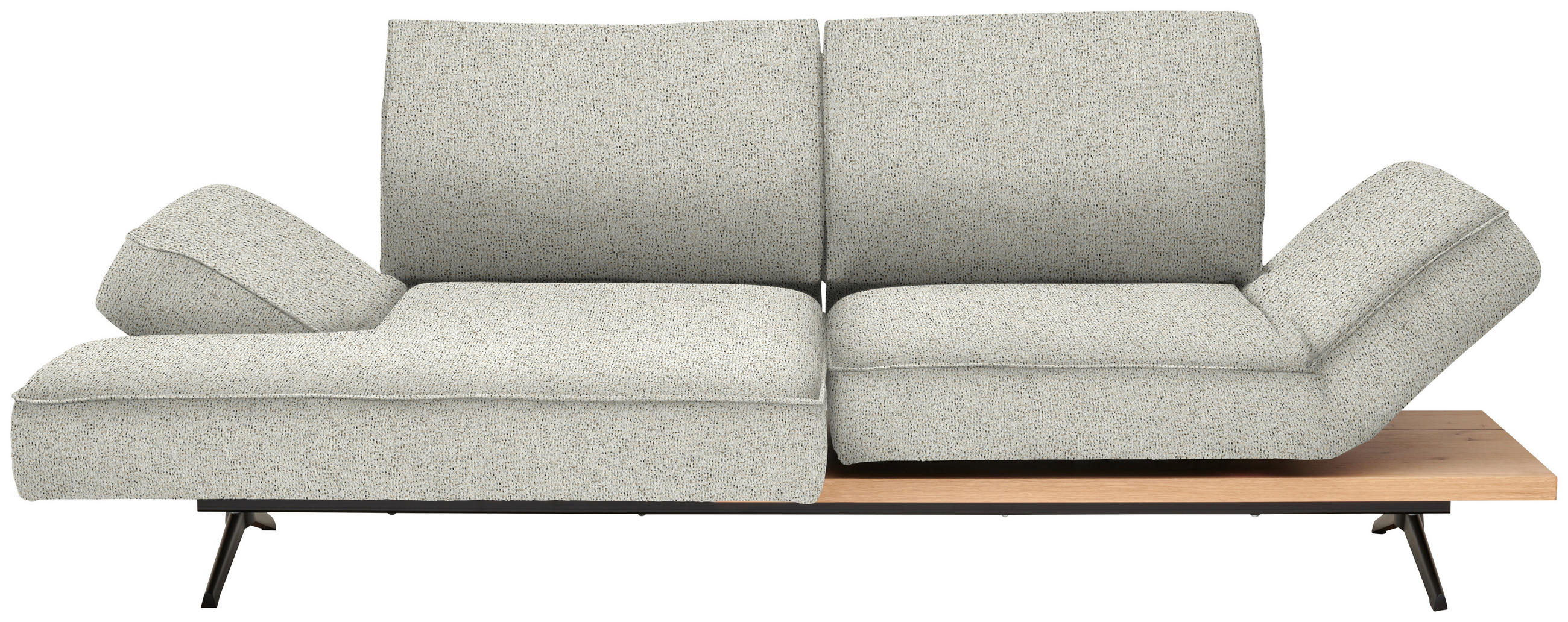ECKSOFA  in Chenille Creme  132/240 cm  - Creme/Schwarz, Design, Holz/Textil (132/240cm) - Koinor