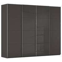 SCHWEBETÜRENSCHRANK 271/223/68 cm,  in Graphitfarben, Schwarz, 4 Tür(en)  - Chromfarben/Graphitfarben, KONVENTIONELL, Glas/Holzwerkstoff (271/223/68cm) - Novel