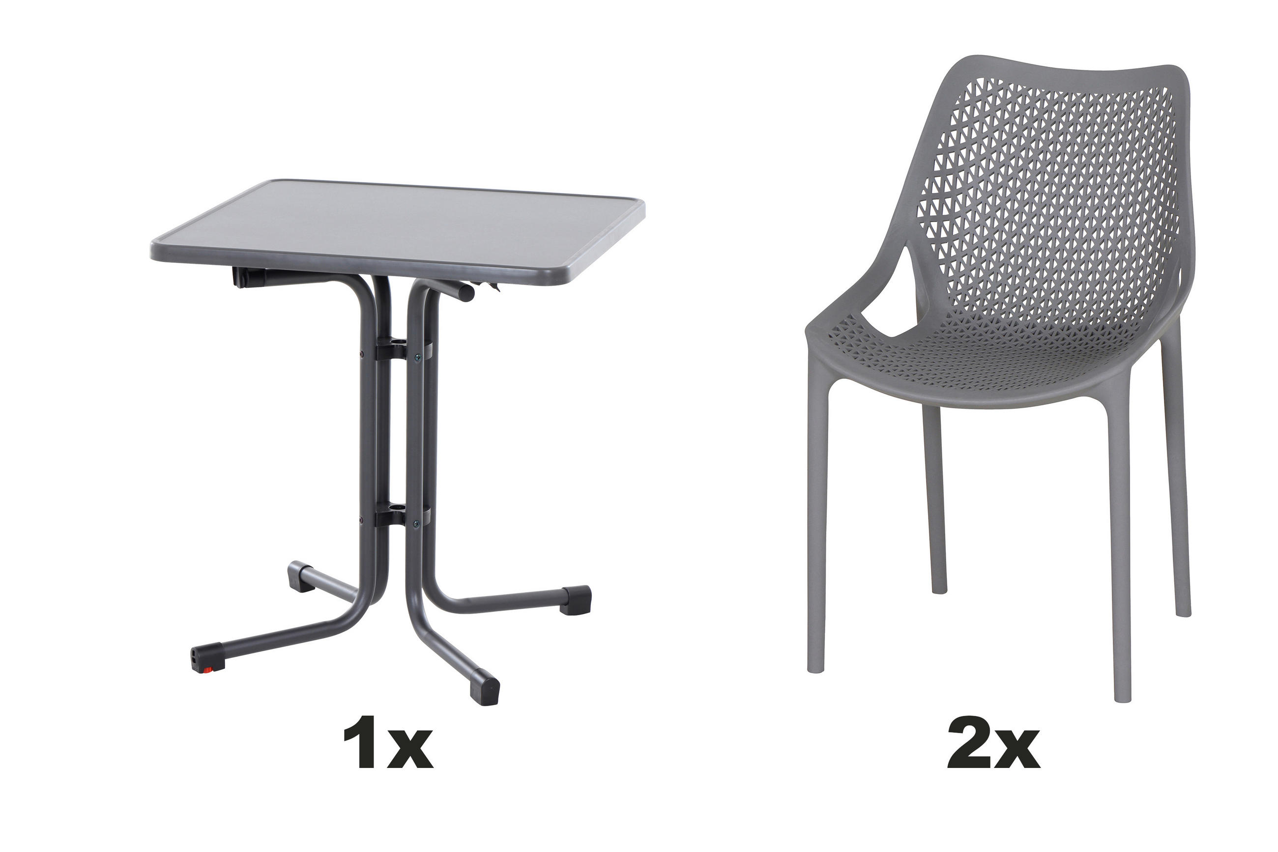 GARTENGARNITUR 3-teilig  - Anthrazit/Grau, Basics, Holzwerkstoff/Kunststoff (70/81/70cm) - Siena Garden