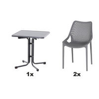 GARTENGARNITUR 3-teilig  - Anthrazit/Grau, Basics, Holzwerkstoff/Kunststoff (70/81/70cm) - Siena Garden