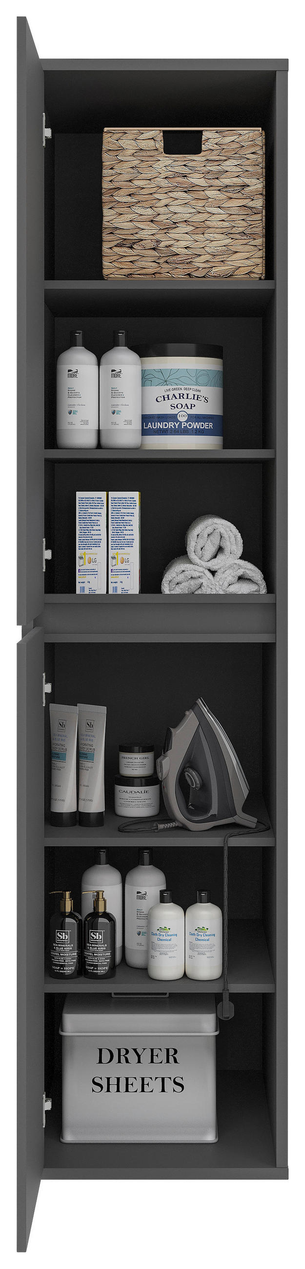 MEHRZWECKSCHRANK 50/210/67,5 cm  in Anthrazit  - Anthrazit, Basics, Holzwerkstoff (50/210/67,5cm) - Xora