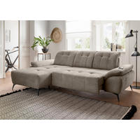 ECKSOFA Cord Graubraun  - Graubraun/Schwarz, Modern, Textil/Metall (180/280cm) - Livetastic
