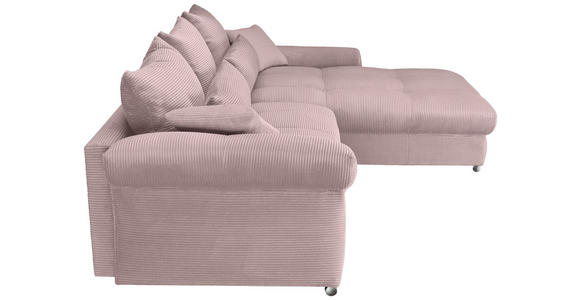 ECKSOFA Altrosa Cord  - Chromfarben/Altrosa, KONVENTIONELL, Textil/Metall (335/225cm) - Carryhome