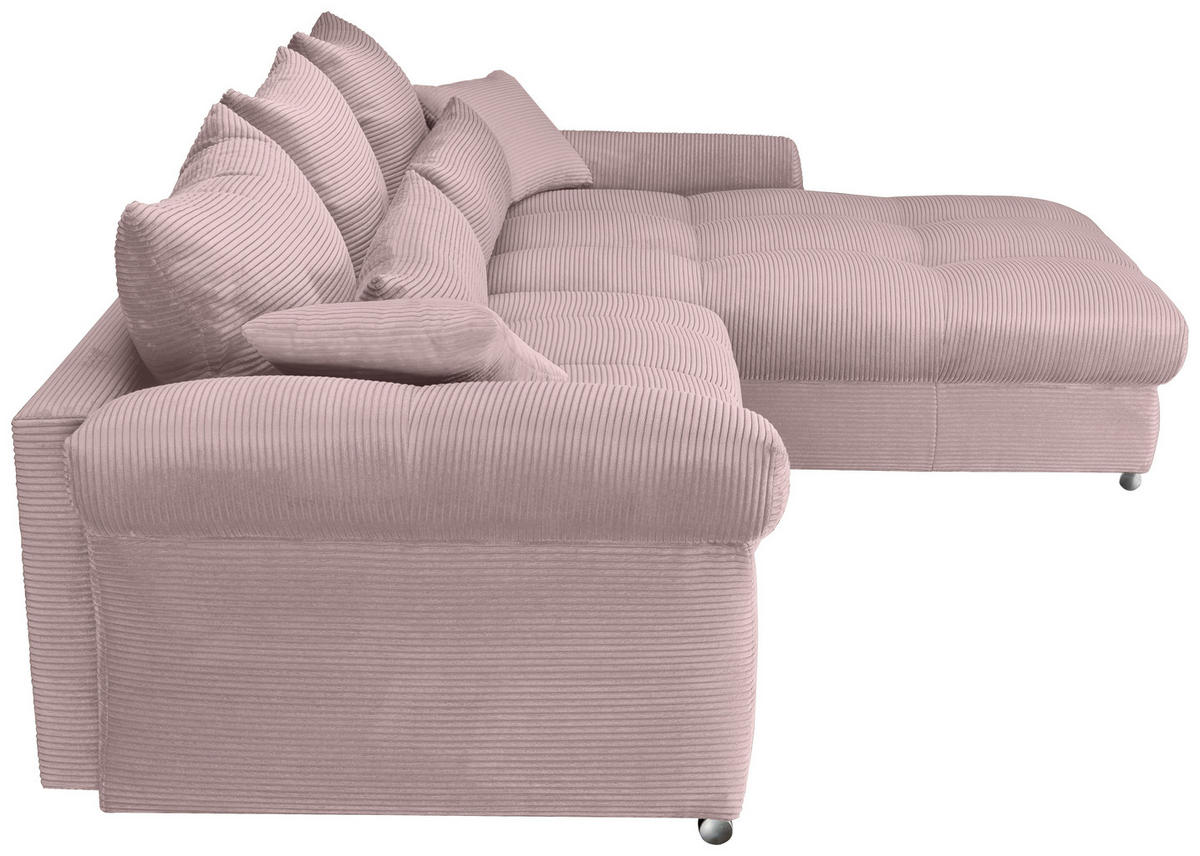 ECKSOFA Altrosa Cord  - Chromfarben/Altrosa, KONVENTIONELL, Textil/Metall (335/225cm) - Carryhome
