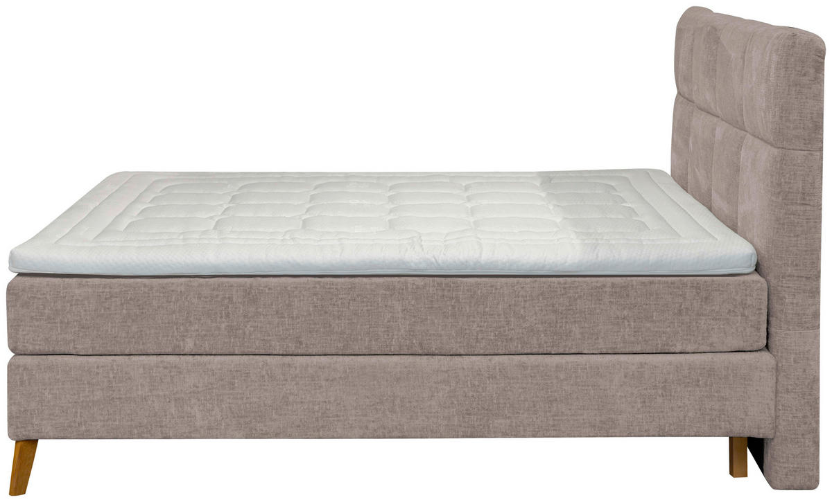 BOXSPRINGBETT 180/200 cm  in Taupe  - Taupe/Eichefarben, Konventionell, Holz/Textil (180/200cm) - Carryhome