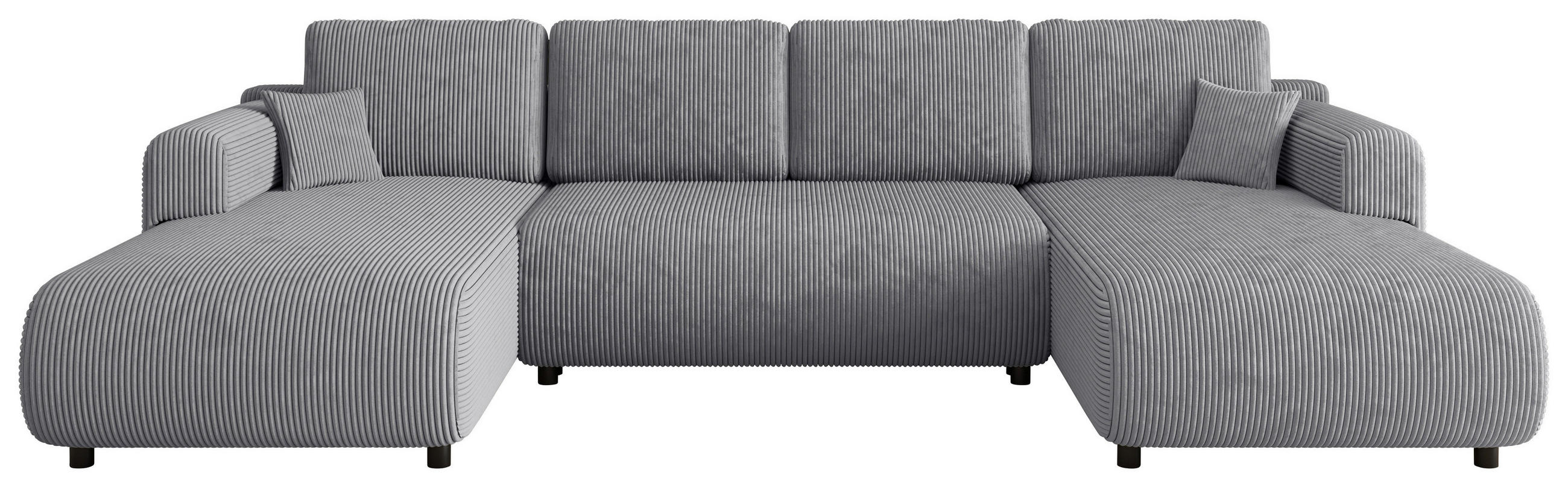 Wohnlandschaft inkl. Funktion Hellgrau Cord  - Hellgrau/Schwarz, KONVENTIONELL, Textil (200/360/200cm) - Xora