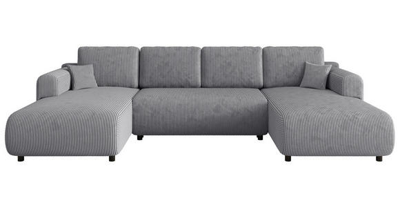 Wohnlandschaft inkl. Funktion Hellgrau Cord  - Hellgrau/Schwarz, KONVENTIONELL, Textil (200/360/200cm) - Xora