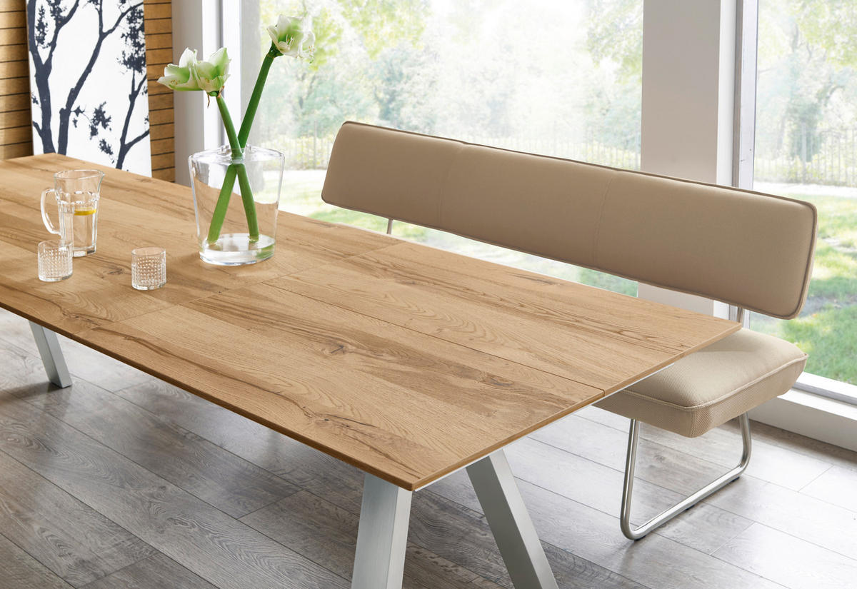 ESSTISCH in Holz, Metall 190-290/100/75 cm  - Edelstahlfarben/Eichefarben, KONVENTIONELL, Holz/Metall (190-290/100/75cm) - Venjakob