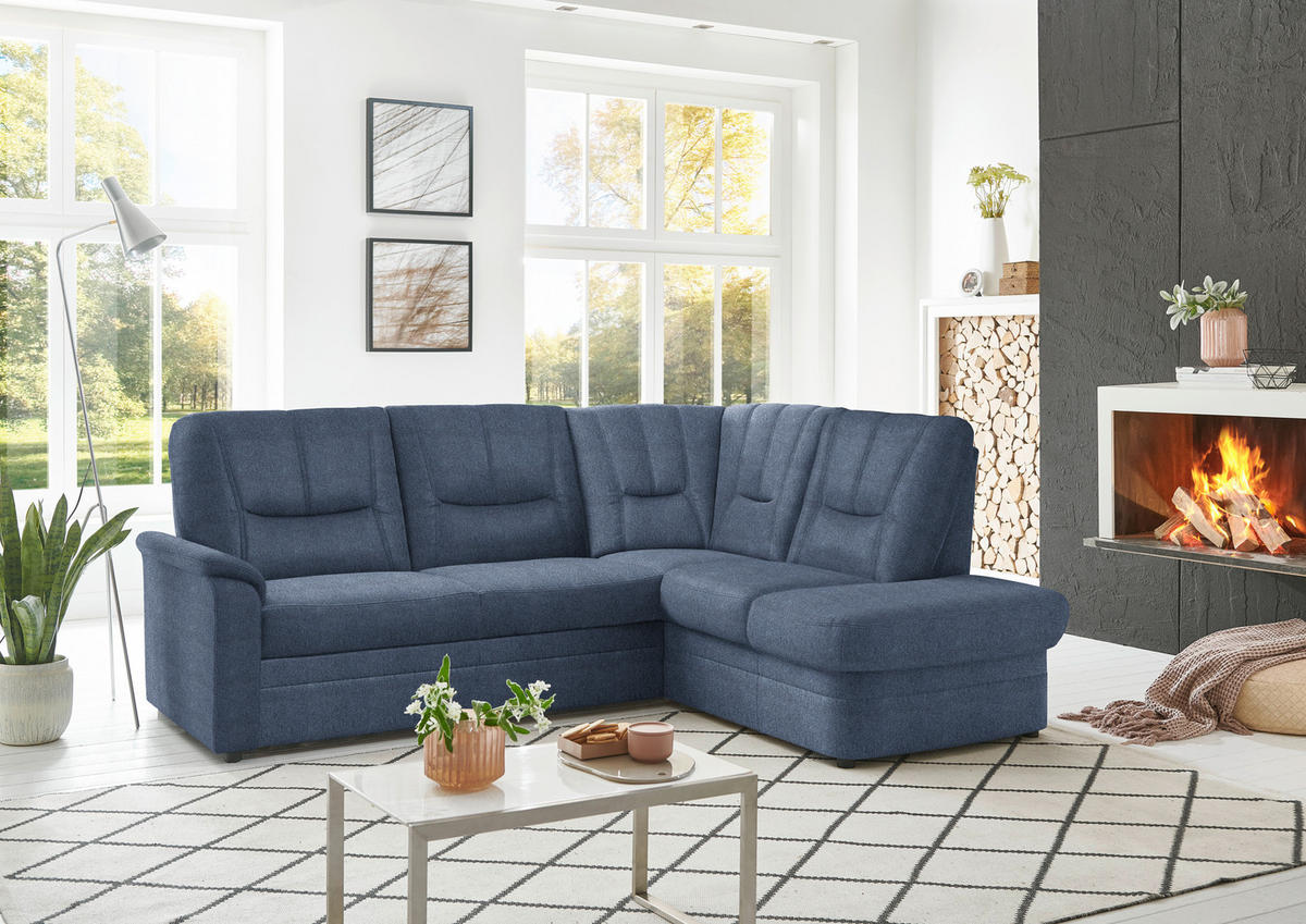 ECKSOFA Chenille Blau  - Blau/Schwarz, Konventionell, Kunststoff/Textil (235/185cm) - Beldomo Comfort
