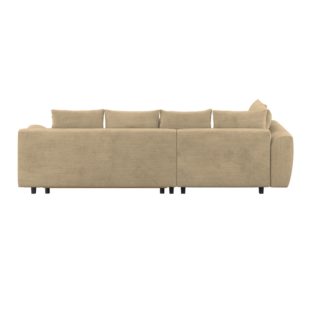 ECKSOFA MENDOZA NEW Beige Chenille, Struktur Zierkissen, Rückenkissen, Bettkasten  - Beige/Schwarz, KONVENTIONELL, Textil (197/309cm) - MID.YOU