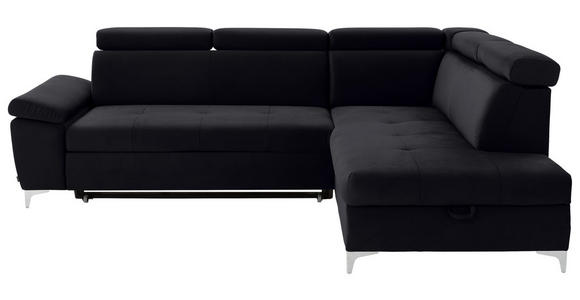 ECKSOFA  in Mikrofaser Schwarz  - Chromfarben/Schwarz, KONVENTIONELL, Textil/Metall (271/206cm) - Carryhome