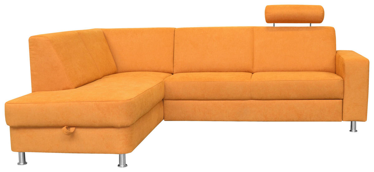 ECKSOFA in Chenille Gelb  198/248 cm  - Chromfarben/Gelb, Design, Kunststoff/Textil (198/248cm) - Xora