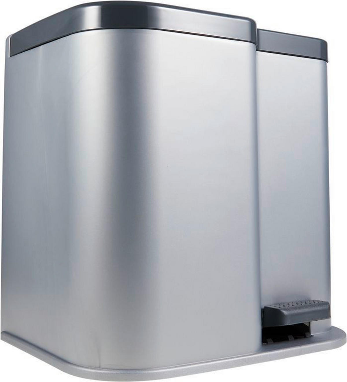PEDÁLOS SZEMETES 15+6 l  - szürke, Basics, műanyag (40/30/39.8cm)