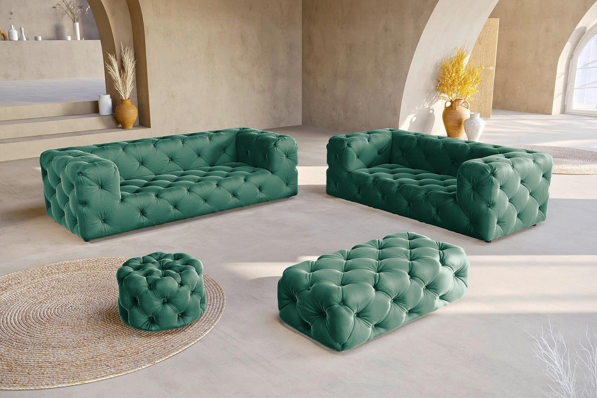 HOCKER in Textil Dunkelgrün  - Dunkelgrün/Schwarz, Design, Kunststoff/Textil (60/39/60cm) - P & B
