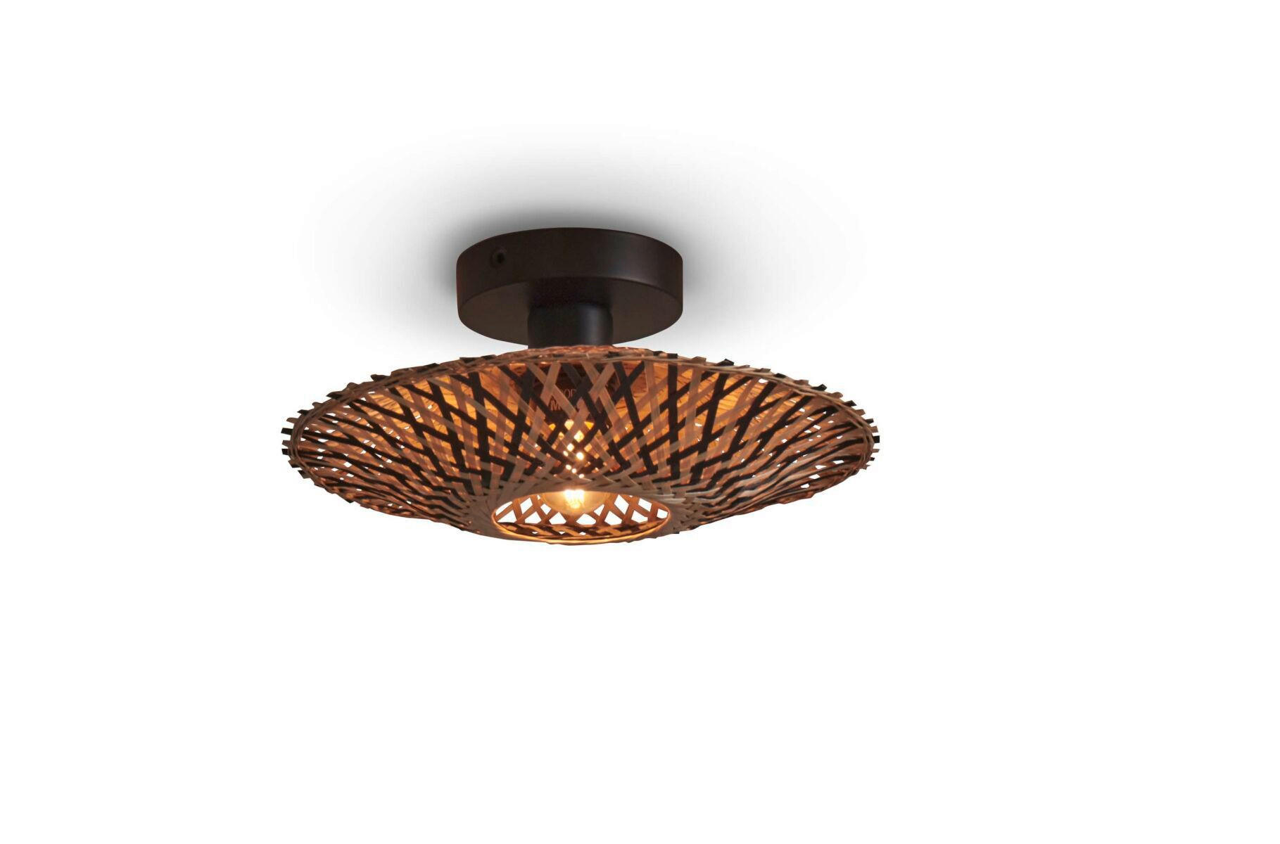 DECKENLEUCHTE GOOD&MOJO  30/8 cm   - Schwarz/Naturfarben, Trend (30/8cm) - Good & Mojo