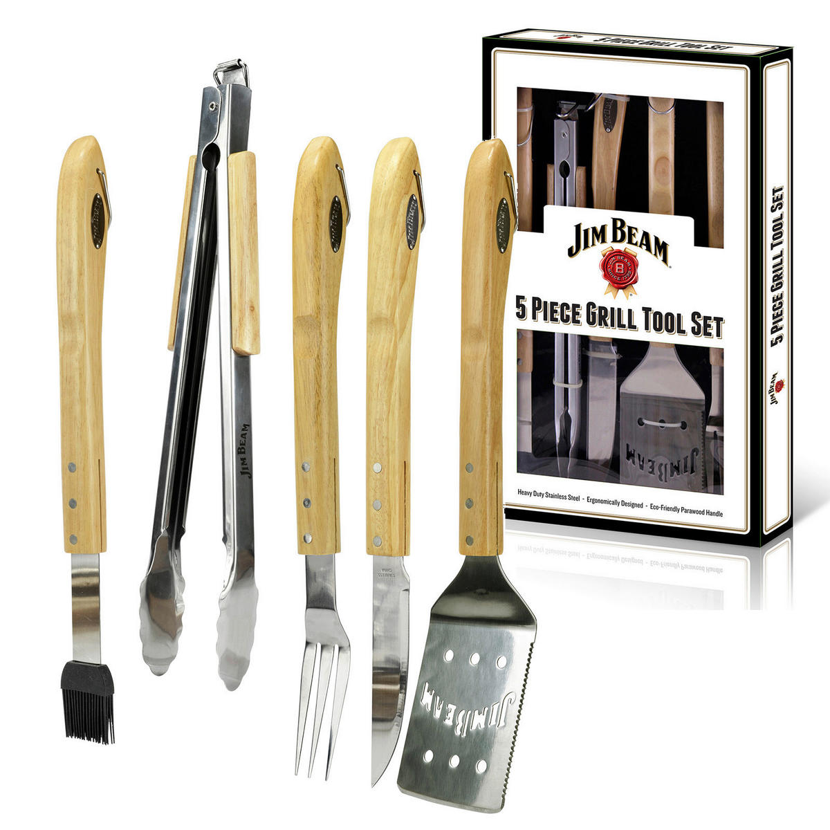 GRILLBESTECK - Ahornfarben/Akaziefarben, Trend, Holz/Metall (47/29/5cm) - Jim Beam