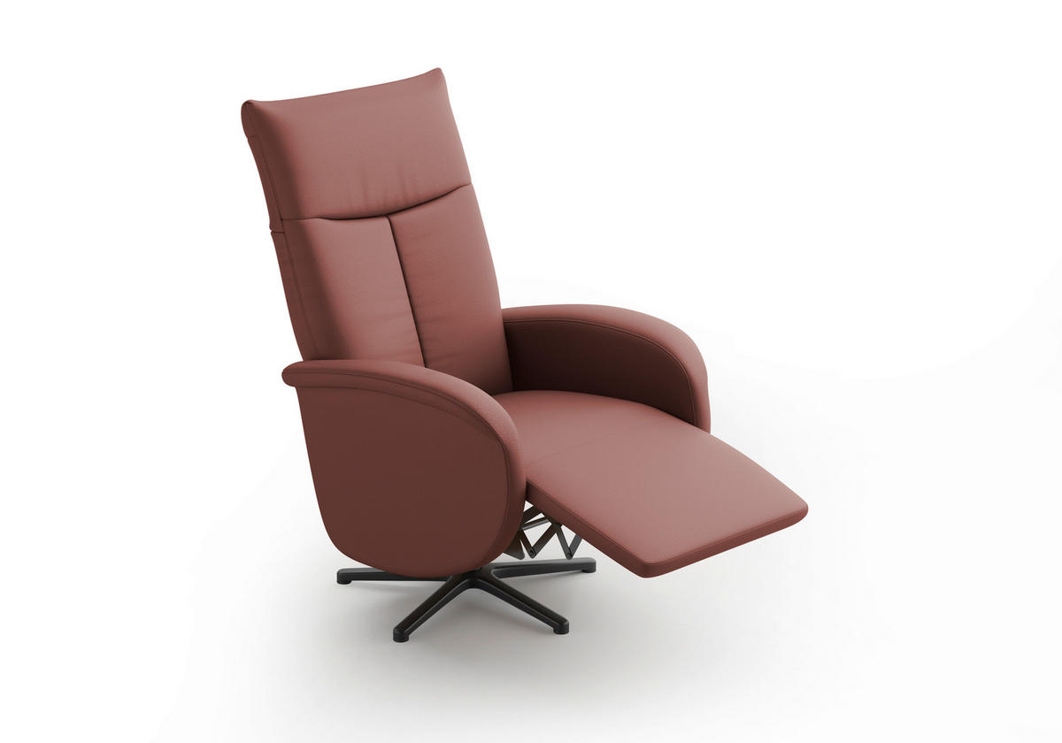 DREHSTUHL Rotbraun  - Rotbraun/Schwarz, MODERN, Leder/Metall (75/112/82cm) - Sit & More