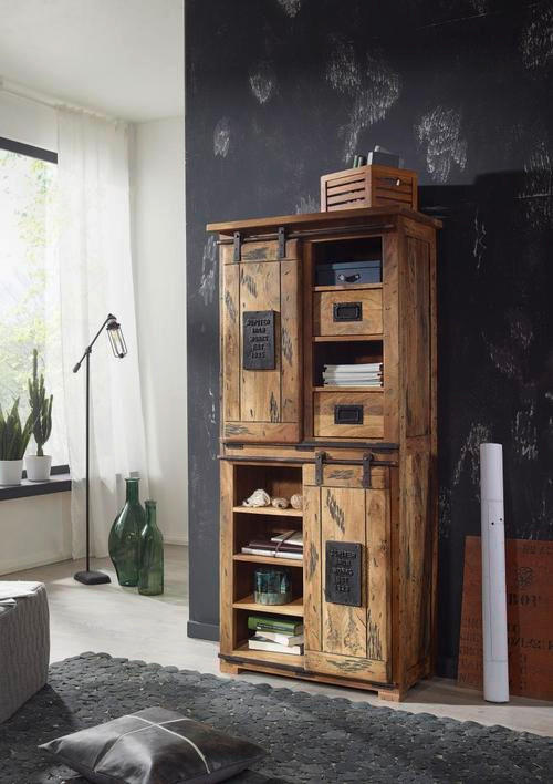 MULTISKÅP 80/175/45 cm 2-dörrar - naturfärgad, Klassisk, metall/trä (80/175/45cm) - Livetastic