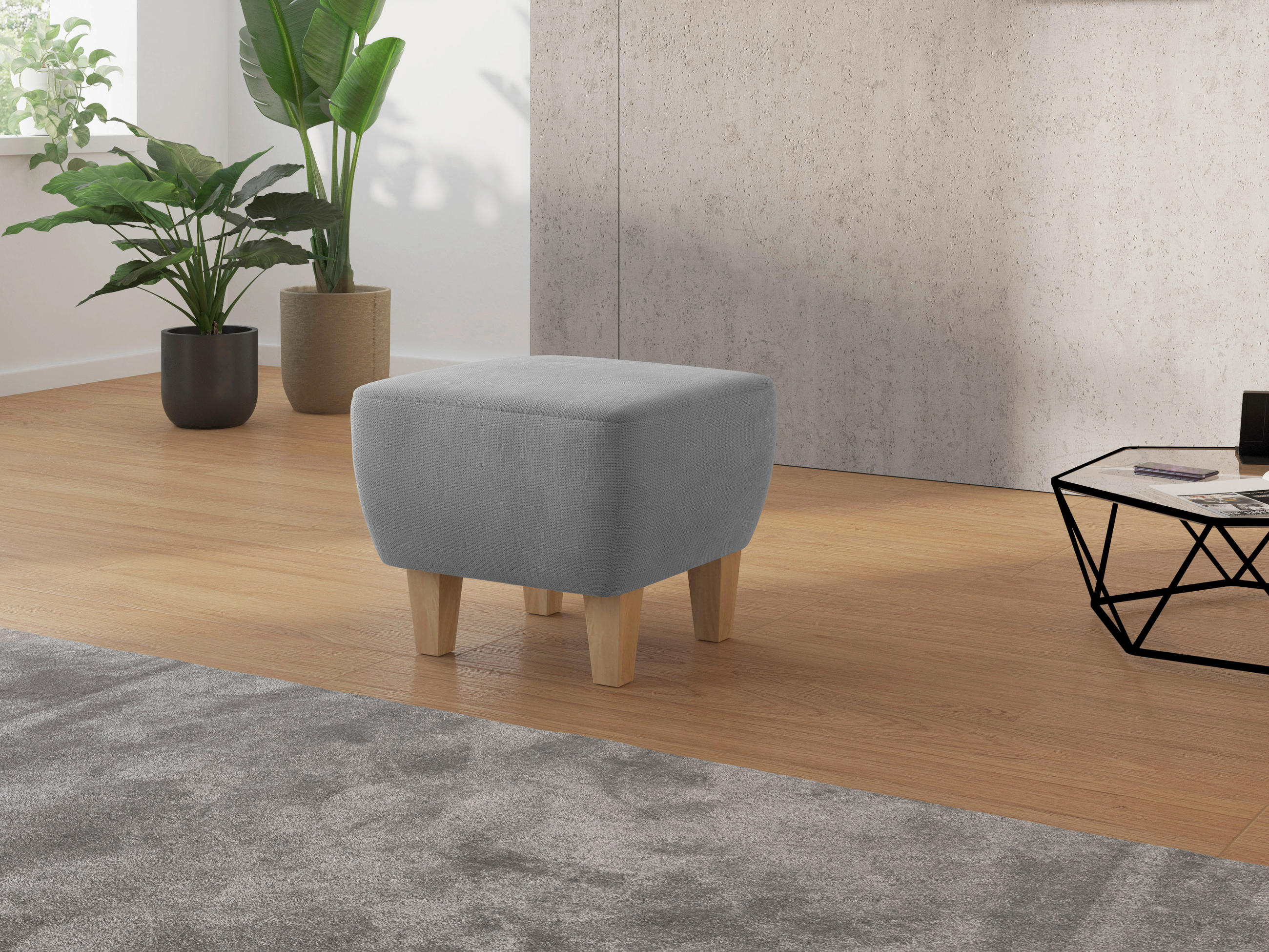 HOCKER in Textil Grau  - Eichefarben/Grau, KONVENTIONELL, Holz/Textil (56/46/56cm) - Sit & More