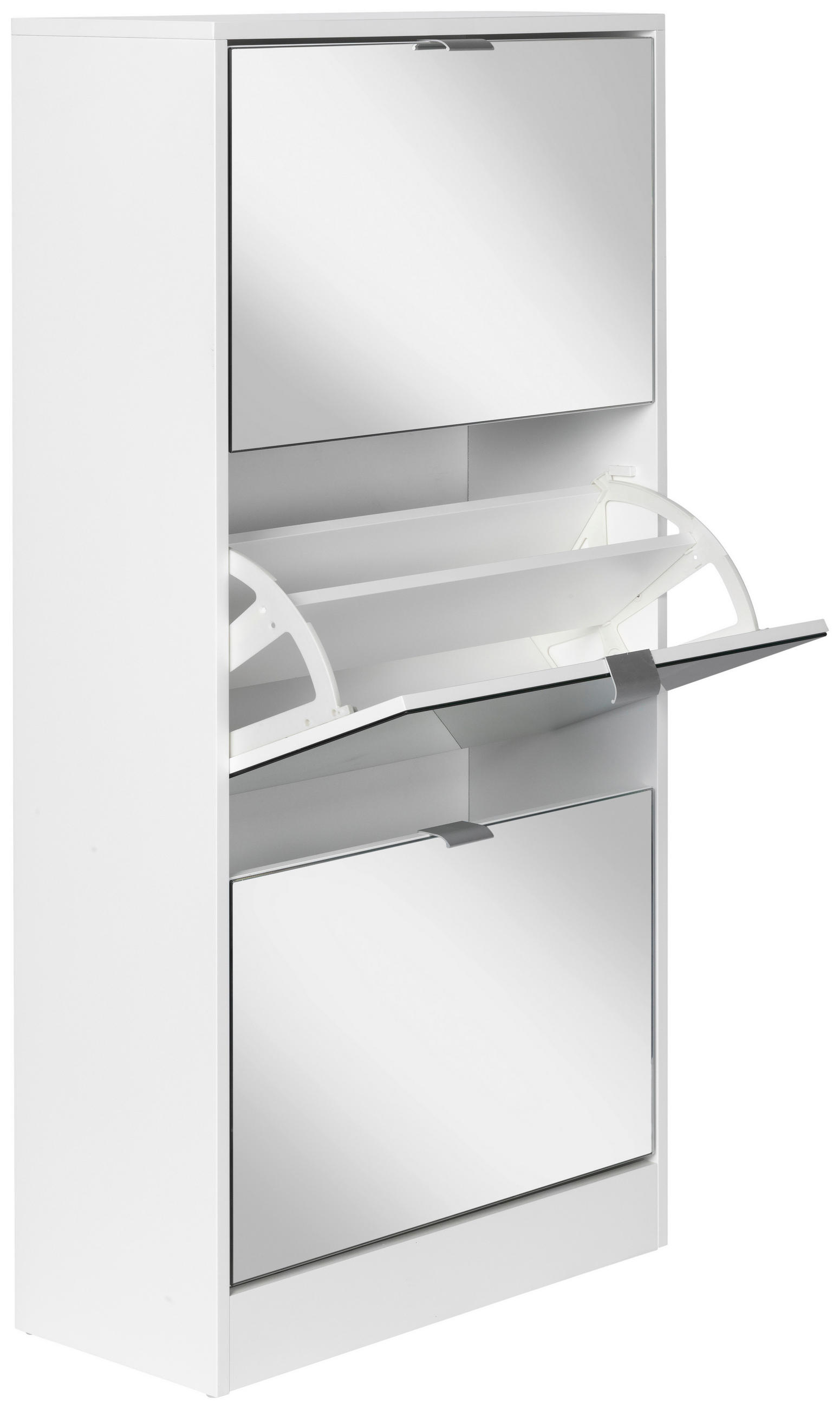 VÝKLOPNÁ SKRINKA NA TOPÁNKY, biela, 60/116/24 cm - číra/sivá, Design, kov/kompozitné drevo (60/116/24cm) - MID.YOU