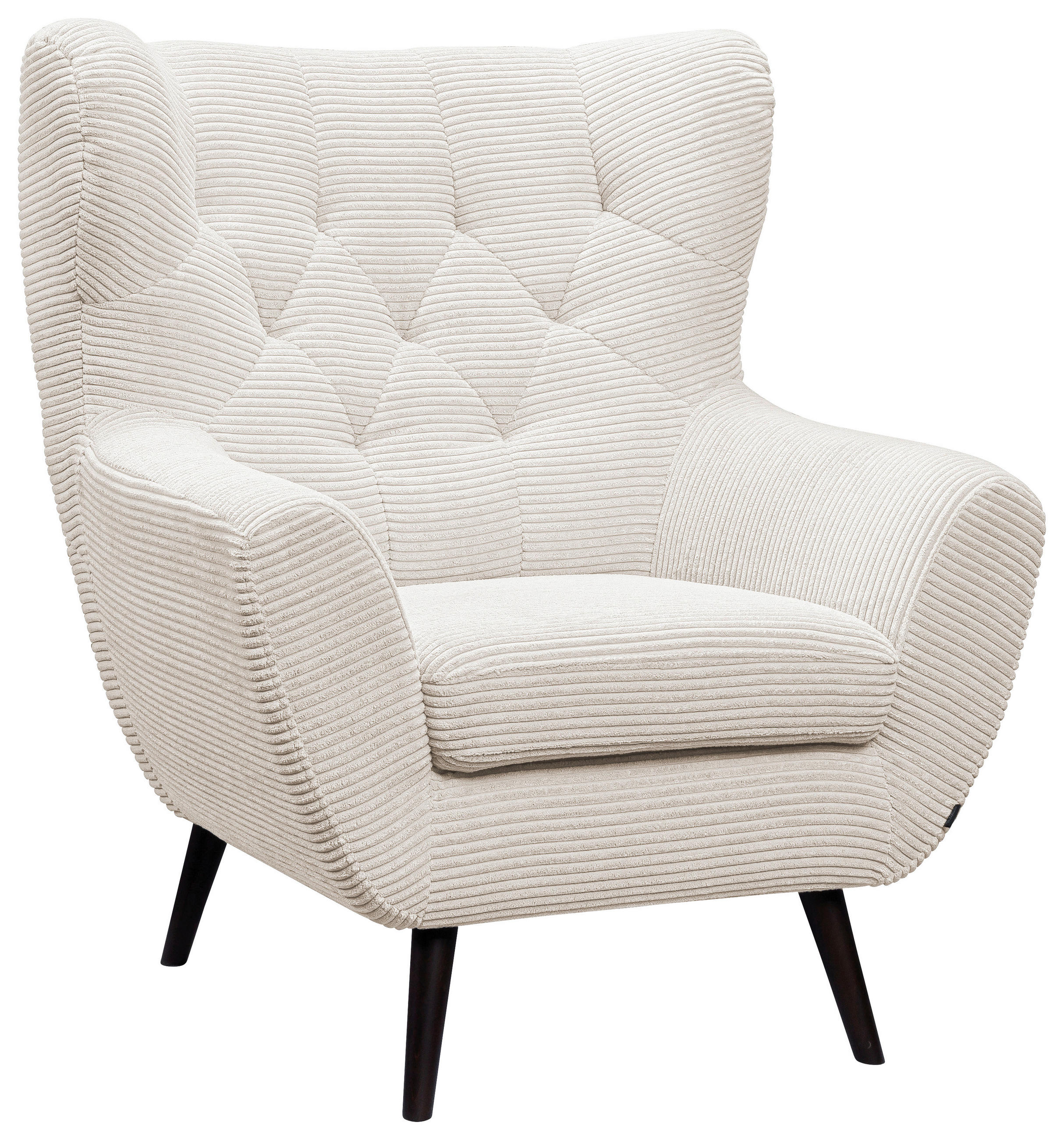 SESSEL in Cord Creme  - Creme/Schwarz, Design, Holz/Textil (87/101/95cm) - Stylife