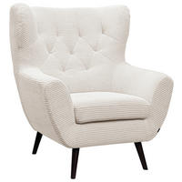 SESSEL in Cord Creme  - Creme/Schwarz, Design, Holz/Textil (87/101/95cm) - Stylife