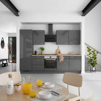 KÜCHENBLOCK Flasch 300 cm  in Eichefarben, Schieferfarben  - Schieferfarben/Edelstahlfarben, MODERN, Holzwerkstoff/Metall (300cm) - Nobilia