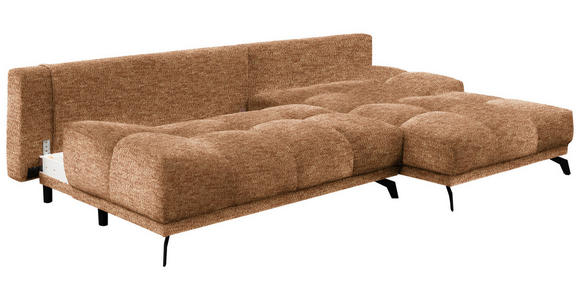 ECKSOFA in Chenille Goldfarben  - Goldfarben/Schwarz, MODERN, Textil/Metall (290/182cm) - Hom`in