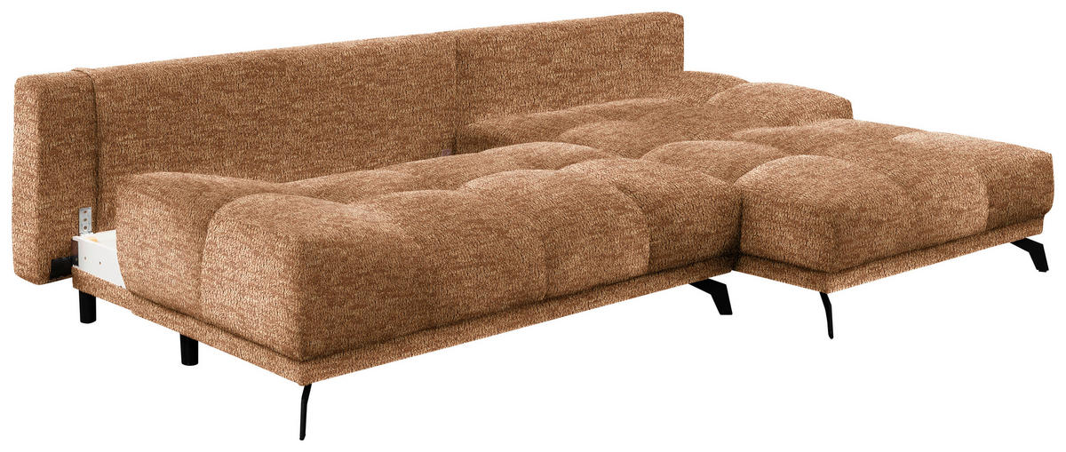 ECKSOFA in Chenille Goldfarben  - Goldfarben/Schwarz, Modern, Textil/Metall (290/182cm) - Hom`in