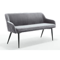 SITZBANK 160/85/61 cm Samt Grau Metall  - Schwarz/Grau, MODERN, Textil/Metall (160/85/61cm) - Livetastic