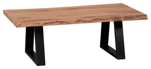 COUCHTISCH Akazie massiv 115/60/40 cm rechteckig Akaziefarben  - Schwarz/Akaziefarben, Design, Holz/Metall (115/60/40cm) - MID.YOU